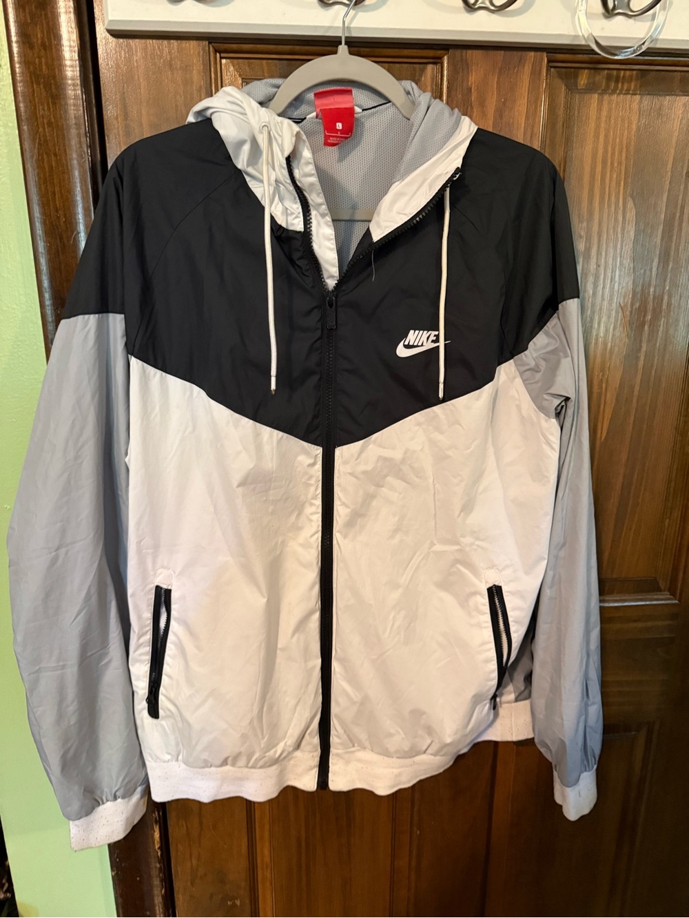 Nike Men's Black & Light Gray Windbreaker Jacket with Hood